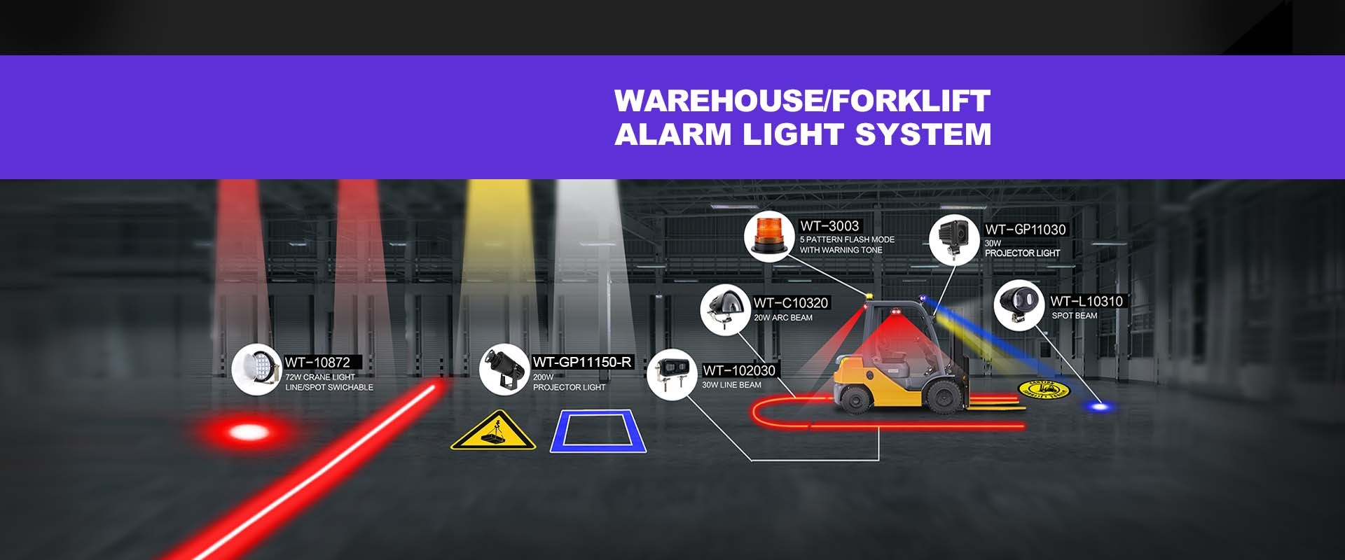 Kalite Forklift Kırmızı Bölge Işığı Fabrika